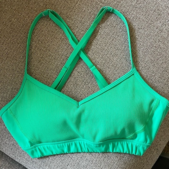 OFFLINE By Aerie Goals Ribbed Strappy Back Sports Bra M Green - Picture 3 of 6